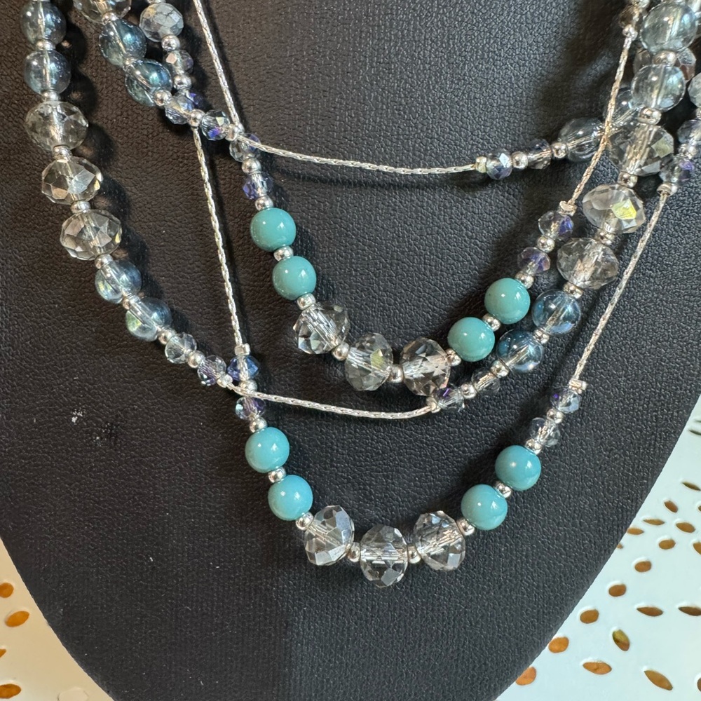 Multi Strand Silver Toned Necklace